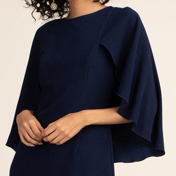 Trina Turk Wilderness Drapey Cape Sheath Dress Indigo Size 0 New - Picture 6 of 9